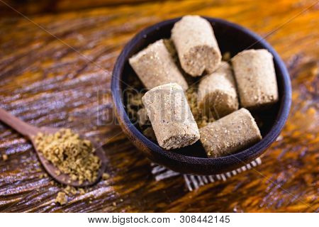 Paçoquinha, Typical Brazilian Peanut Candy. Food From Brazil Made In The Northeast And In The State