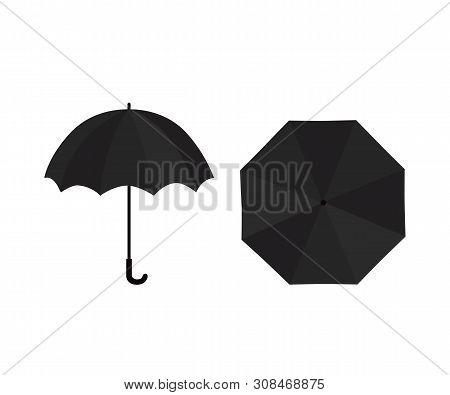 Black Rain Umbrella Isolated On White Background