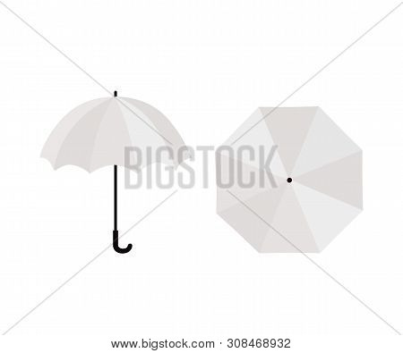 White Rain Umbrella Isolated On White Background
