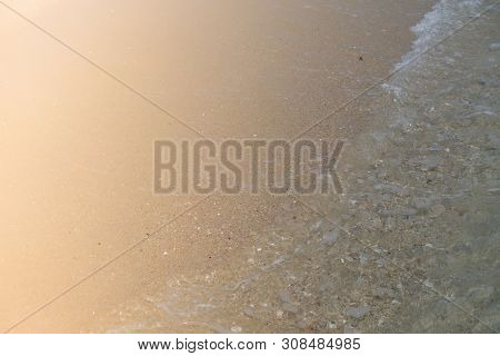 Beach Top View With Wave Foam. Stock Photo Image Of Blue Color Of Ocean Water, Sea Surface. Soft Blu