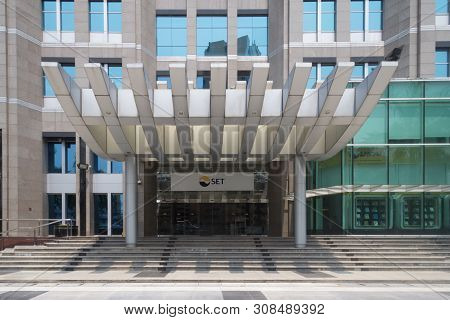 Bangkok, Thailand - 22nd April 2016: The Stock Echange Of Thailand (set) Main Entrance On Ratchadaph