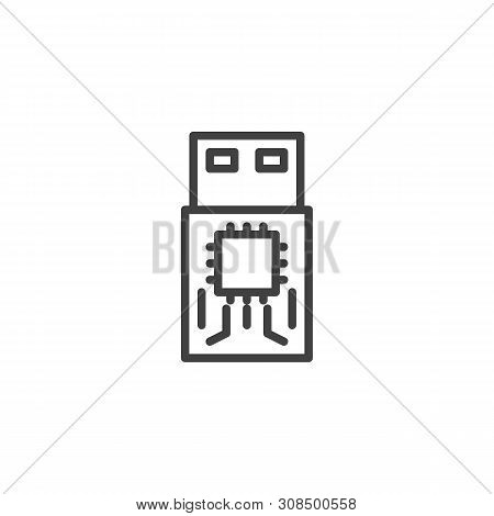 Usb Flash Drive Line Icon. Linear Style Sign For Mobile Concept And Web Design. Flash Drive Memory S