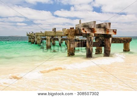 Remnants Of The Old Jetty - Jurien Bay, Wa, Australia