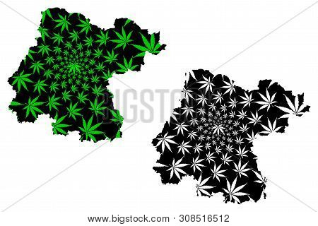 Guanajuato (united Mexican States, Mexico, Federal Republic) Map Is Designed Cannabis Leaf Green And