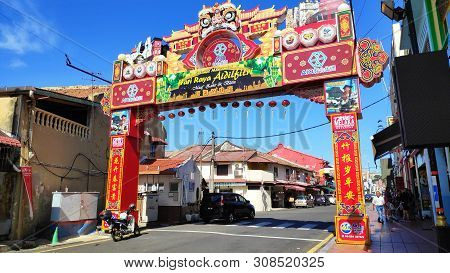 Melaka, Malaysia - 25 Jun, 2019: Street View Of Old Town In Melaka Malaysia. Melaka Has A Historical