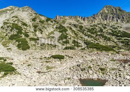 Amazing Summer Landscape Of Samodivski Lakes Near Dzhangal Peak, Pirin Mountain, Bulgaria