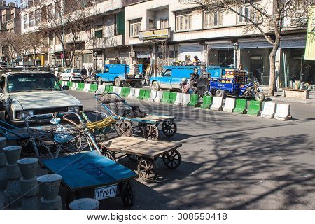 Tehran - February 21: Traffic On A Street On February 21, 2013 In Tehran, Iran. Tehran Is Iranian Ca