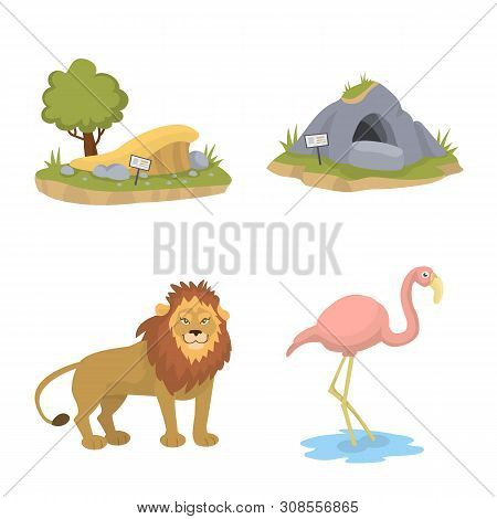 Vector Illustration Of Zoo And Park Logo. Set Of Zoo And Animal Stock Vector Illustration.