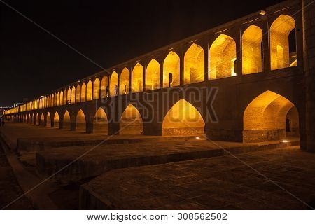 Night View Of Si-o-se Bridge In Esfahan, Iran