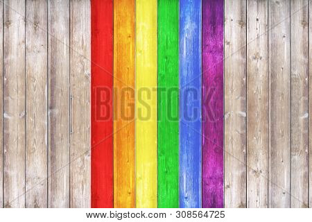 Grunge Surface With Wood Texture Background. Wood Texture Background Surface With Lgbt Natural Patte