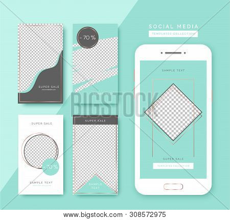 Social Media Stories Templates Set. Trendy Backgrounds For Social Media, Smartphone App.