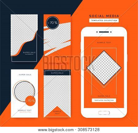 Social Media Stories Templates Set. Trendy Backgrounds For Social Media, Smartphone App.