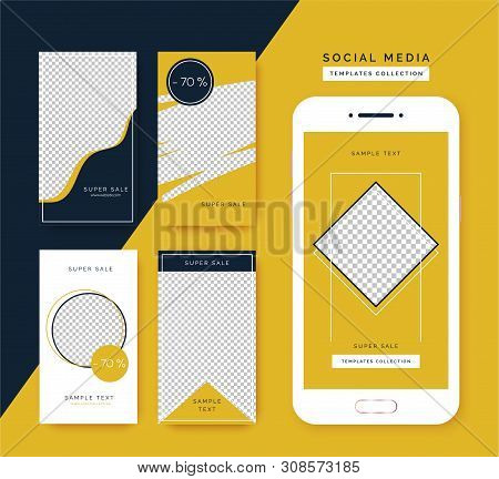 Social Media Stories Templates Set. Trendy Backgrounds For Social Media, Smartphone App.