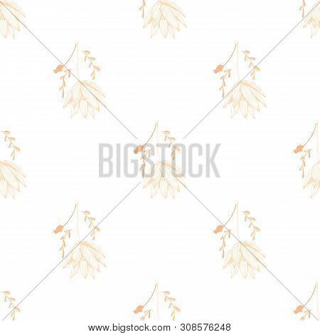 Color Lotus Flower Hand Drawn, Floral Seamless Pattern, Simple Vector Illustration