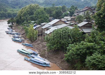 Nam Ou River In Nong Khiaw Village, Northern Laos