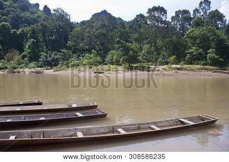 Canoes Near Tham Kong Lo Cave, Laos