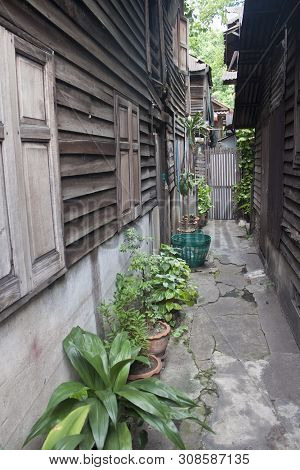 Narrow Alley In Bangkok, Capital Of Thailand