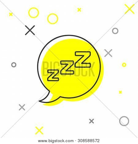 Grey Line Speech Bubble With Snoring Icon Isolated On White Background. Concept Of Sleeping, Insomni