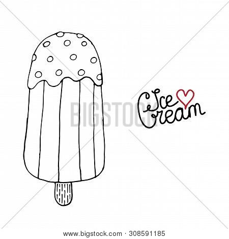 Vector Ice Cream For Coloring Book For Adult And Kids