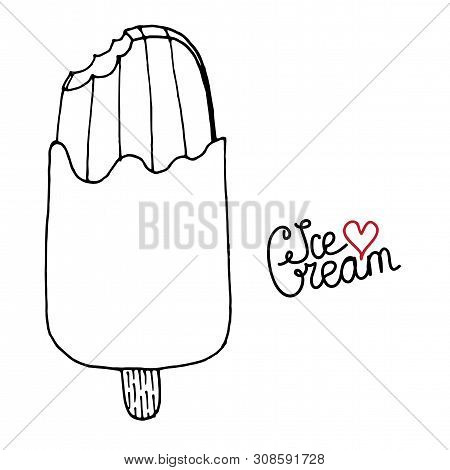 Vector Ice Cream For Coloring Book For Adult And Kids