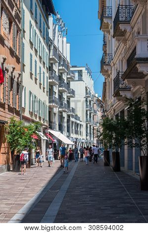 Lugano, Switzerland - June 1, 2019: Via Nassa In Lugano.