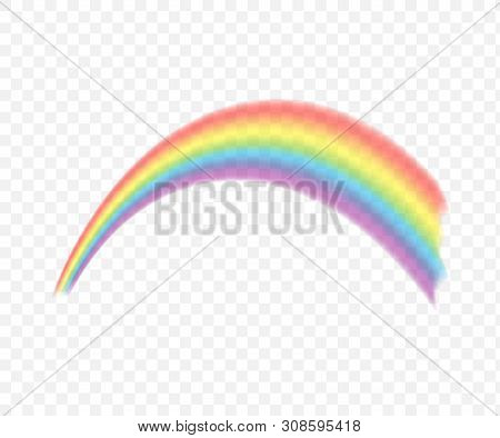 Rainbows In Different Shape Realistic Set On Transparent. Vector Stock Illustration.