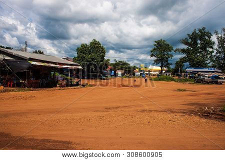 Pakse, Laos - Sep 9: View Of A Market In Pakse, Laos On Sep 9, 2013. Pakse Is The Third Most Populou