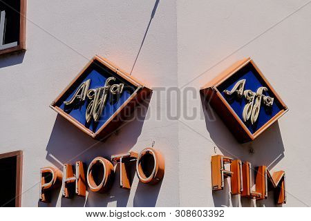 Mainz, Germany - June 27, 2019: Agfa Logo On A House Wall In Mainz. Agfa Photo Is A European Photogr