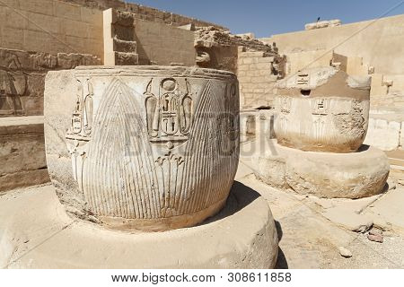 Columns In Medinet Habu Temple In Luxor, Egypt