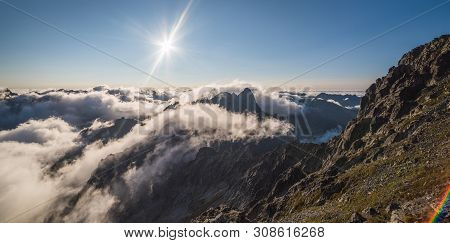 Mengusovska Valley With Inversion As Seen From Rysy Peak In High Tatras, Slovakia