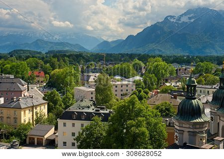 View Of The Alps At Salzburg, Austria, With The Untersberg At Right, From A High Point Behind The No