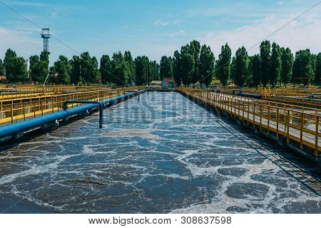 Modern Wastewater Treatment Plant. Tanks For Aeration And Biological Purification Of Sewage By Using