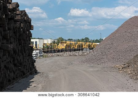 Machine Park And Storage Area For Railway Construction