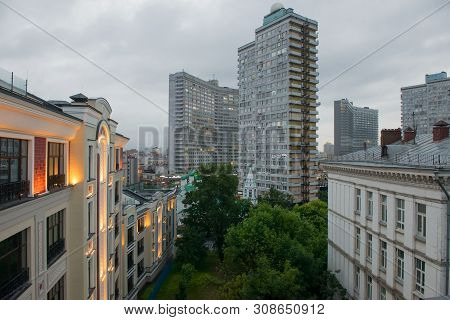 Residential Area And Buildings Of New Arbat Street In Center Of Moscow, Russia