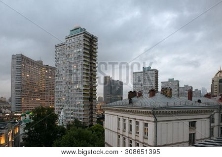 Residential Area And Buildings Of New Arbat Street In Center Of Moscow, Russia