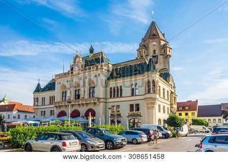 Korneuburg,austria - June 18,2019 - View At The Town Hall In Korneuburg. Korneuburg Is Situated On T
