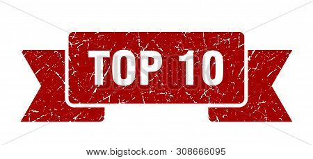Top 10 Grunge Ribbon. Top 10 Sign. Top 10 Banner