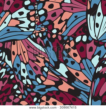 Vector Seamless Pattern With A Wing Of A Butterfly.