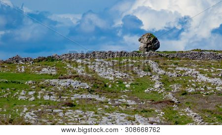 Beautiful View Of A Giant Stone Near The Village Of Doolin, Wild Atlantic Way, Wonderful Sunny Sprin