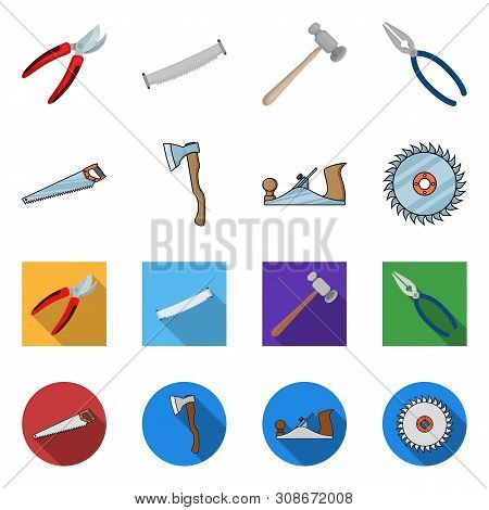 Vector Illustration Of Tool And Construction Sign. Collection Of Tool And Carpentry Vector Icon For 
