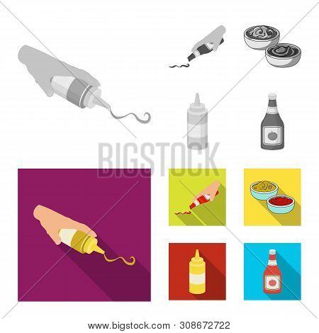 Vector Illustration Of Sauce And Condiment Symbol. Collection Of Sauce And Bowl Stock Vector Illustr