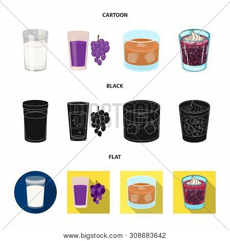 Vector Illustration Of Glass And Transparent Logo. Set Of Glass And Empty Stock Vector Illustration.
