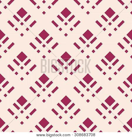 Square Grid Vector Seamless Pattern. Abstract Geometric Texture With Rhombuses, Mesh, Lattice, Grill