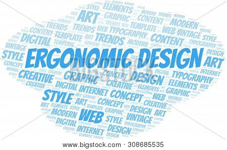 Ergonomic Design Word Cloud. Wordcloud Made With Text Only.