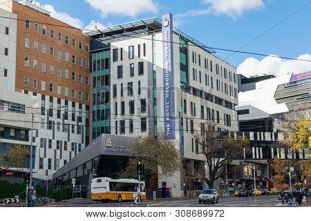Melbourne, Australia - June 9, 2019: The Royal Melbourne Hospital Is A Major Tertiary Teaching Hospi