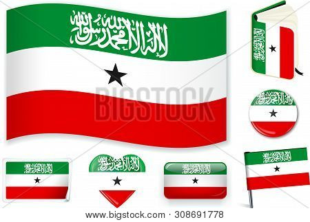 Somalilandian Flag In Seven Shapes. Editable And Separate Layers.