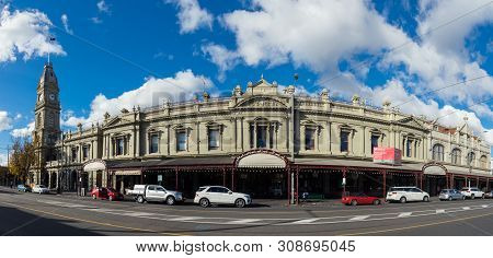 Melbourne, Australia - June 9, 2019: Historic Arcade Of Shops Along Errol Street In North Melbourne,
