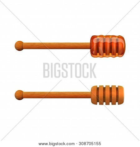 Realistic Sweet Bee Honey On Wooden Stick