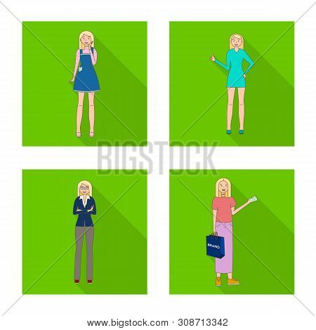 Vector Design Of Woman And Body Icon. Set Of Woman And Style Vector Icon For Stock.