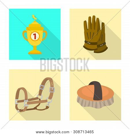 Vector Design Of Track And Racing Sign. Set Of Track And Riding Stock Symbol For Web.